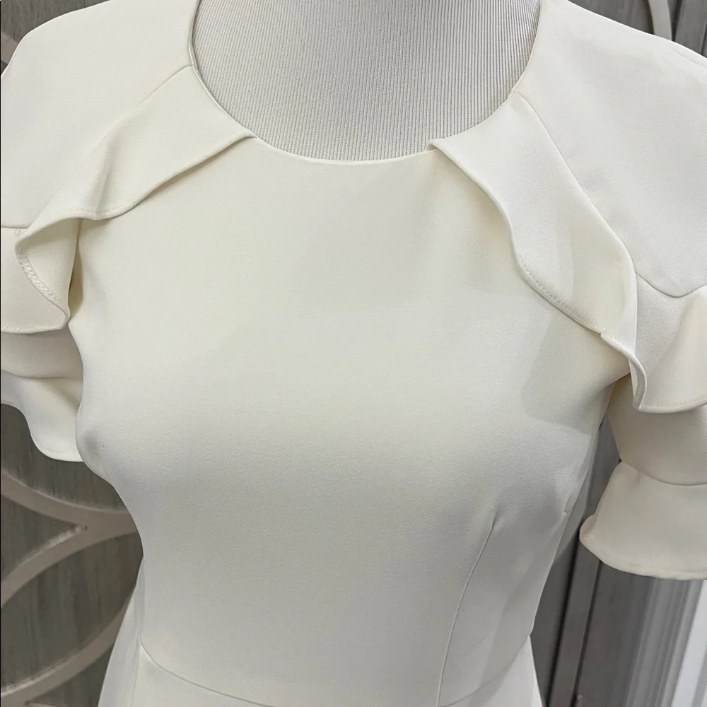 ANTONIO MELANI Cream Midi Dress with Ruffle Sleeves - Picture 3 of 5